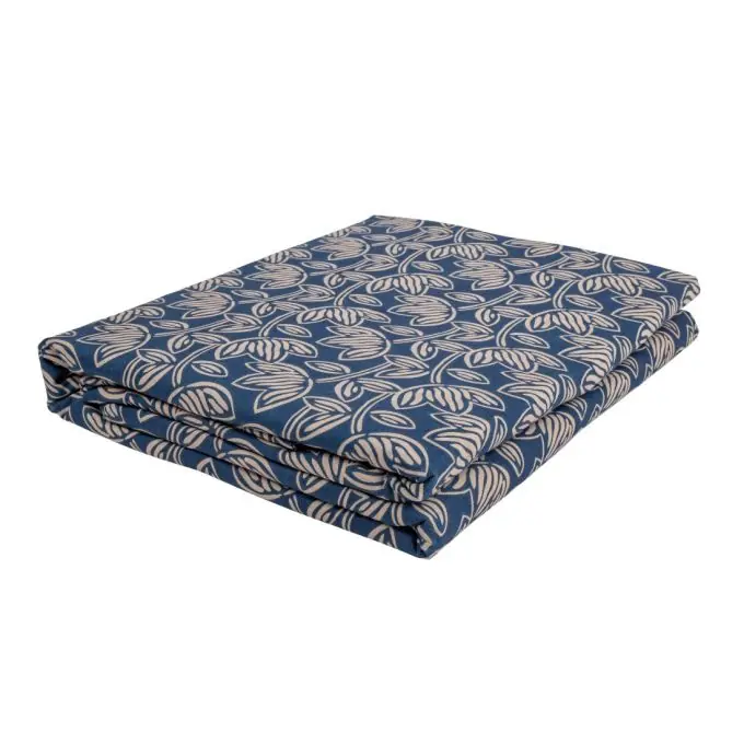 Bettbezug aus 100% Baumwolle mit ECOVERO-Zertifikat, blau-beige Blätter, 220x240cm Sonderangebot