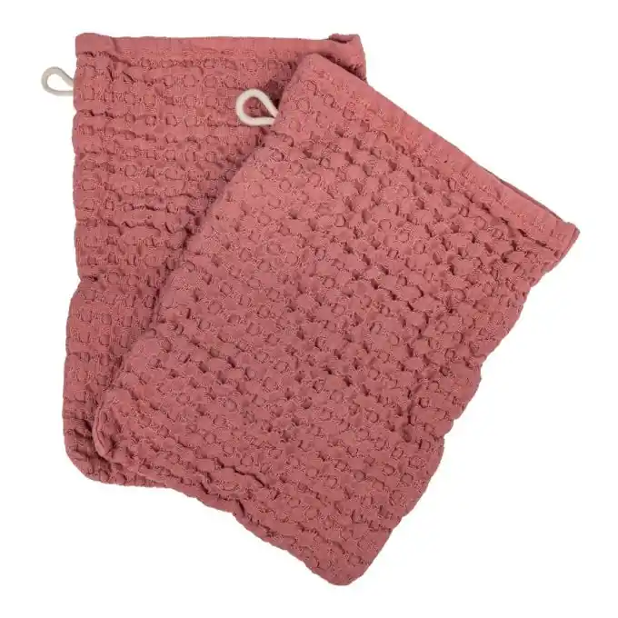 Preisreduziert 2er Set Waschlappen Waffelpiqué terrakotta 15x21cm