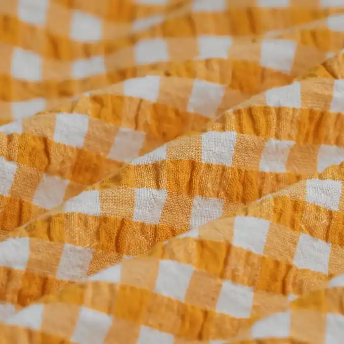 Neu Im Sortiment Seesucker Baumwolle Karos senfgelb