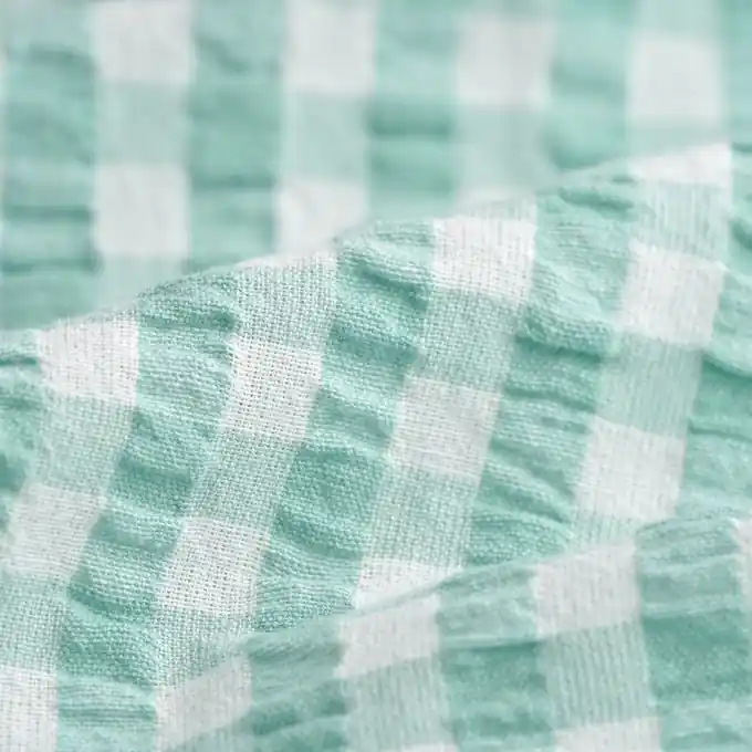 Seesucker Baumwolle Karos türkis Begrenztes Angebot