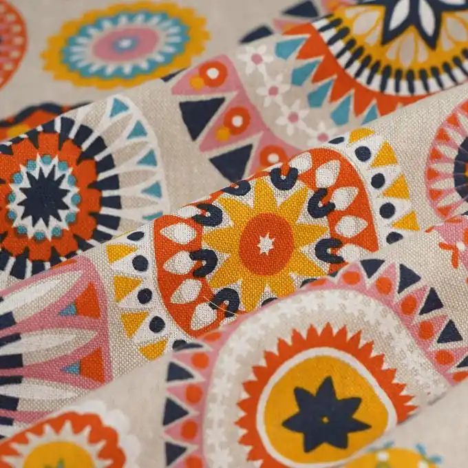 Dicker Baumwollstoff Leinenlook Mandalas Schneller Versand