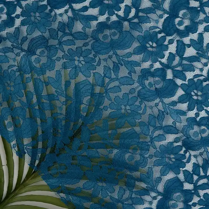 Spitzenstoff Polyester Blau Aktuell