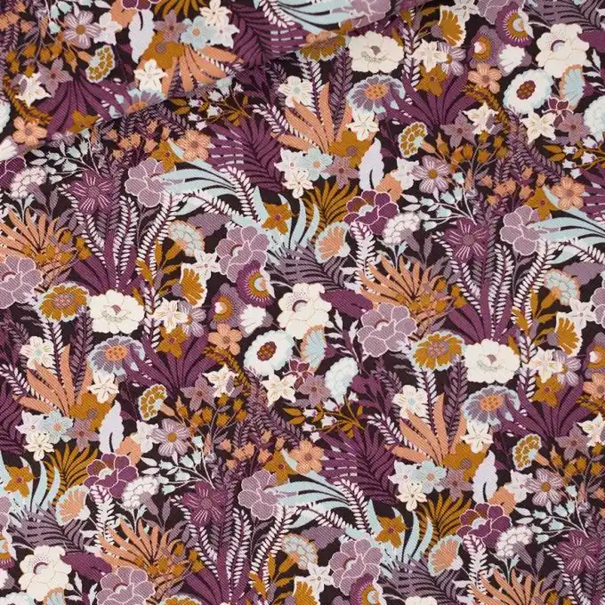 Gabardine Baumwollstoff „Flower Wealth“ 150cm Lila Blumen – See You At Six Preis Gesenkt