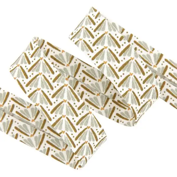 Schrägband geometrischem Druck grün 20 mm Kostenfreie Lieferung