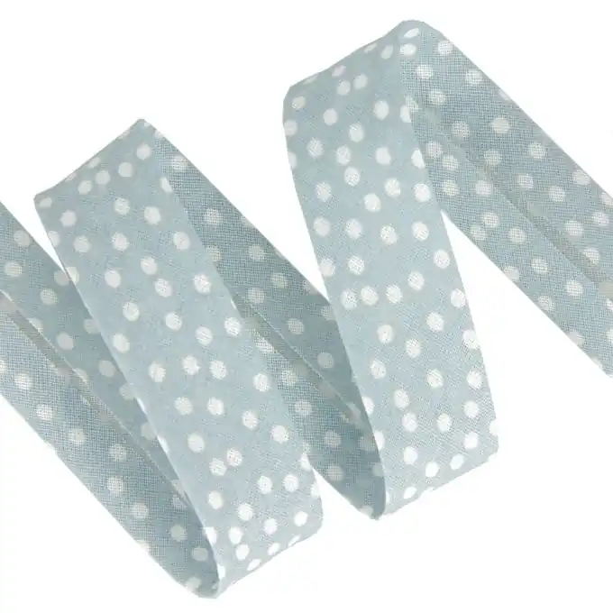 Weltweiter Versand Schrägband Punktmuster himmelblau 20 mm