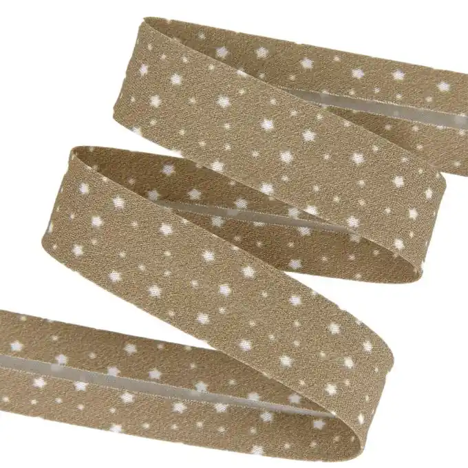 Bio Baumwollband Sternenmuster taupe 20 mm Limited Edition