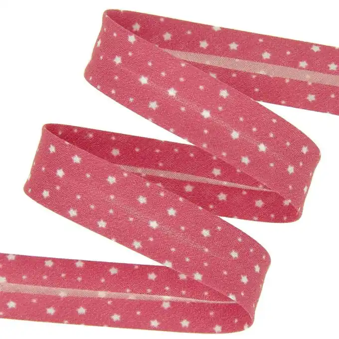Schrägband Bio Baumwolle Sternenmuster purpurrot 20 mm Finale Aktion