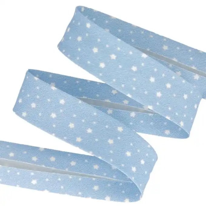 Schrägband Bio Baumwolle Sternenmuster blau 20 mm Kracherpreis