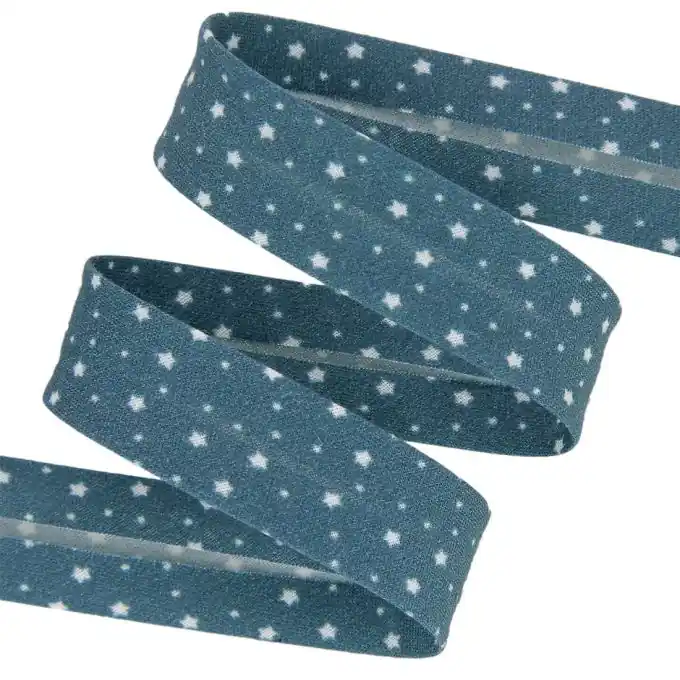 Original Schrägband Bio Baumwolle Sternenmuster türkis 20 mm