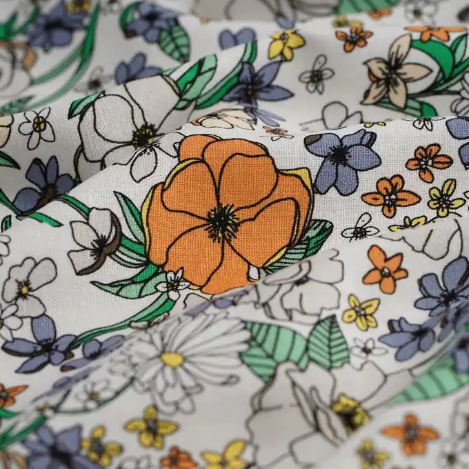 Stoff Viskose Leinen Garten bunt weiß Sofort Bestellen