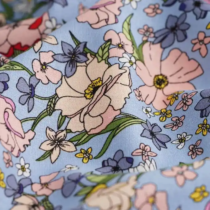 Stoff Viskose Leinen Garten bunt blau Top-Angebot