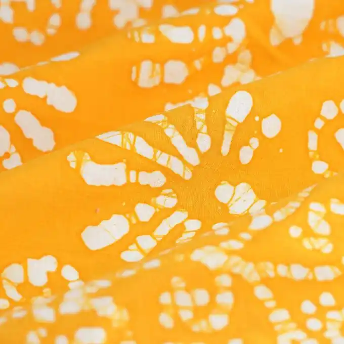 Batik-Stoff Mosaik ecru safran Preisreduziert