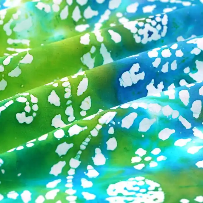 Direkt Vom Hersteller Batik-Stoff geometrisch mustert ecru grün