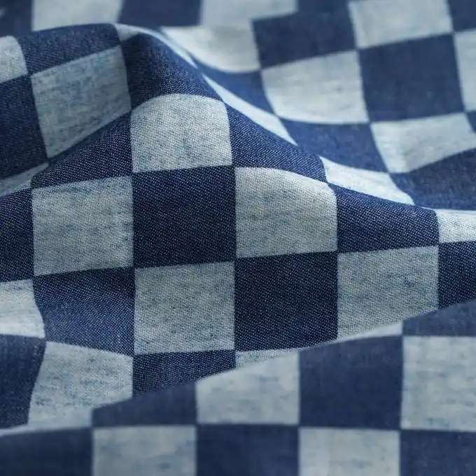 Original Chambray Baumwolle Schachbrettmuster