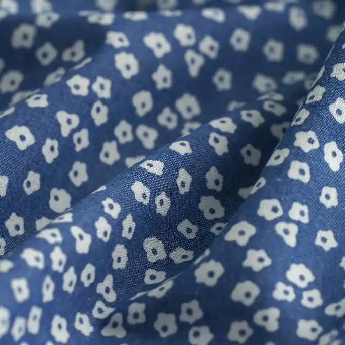 Chambray Blumen ecru blau Bestpreis