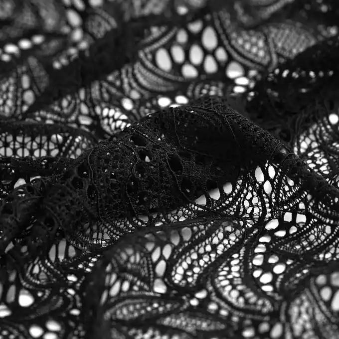 Spitzenstoff Polyester el Fleur exo schwarz Billig