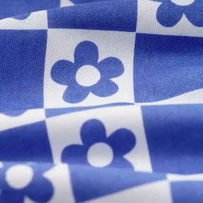 Hochwertig French Terry Schachbrettmuster Blau