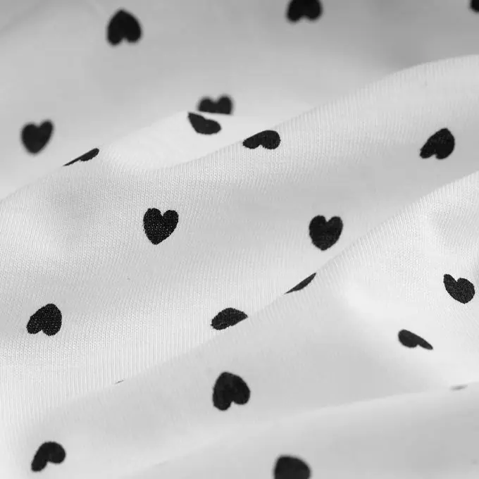Baumwolljersey Herzen einfarbig Weiß Letzte Chance