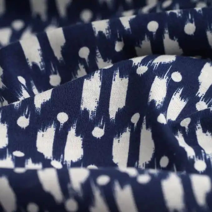 Jersey Baumwolle Geo weiß Marineblau Saisonangebot