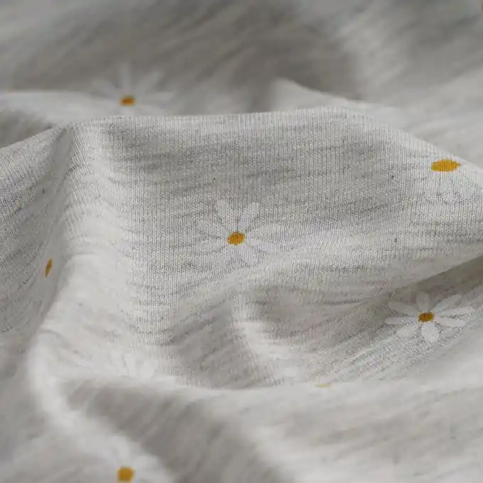 Jersey Baumwolle Gänseblümchen Grau meliert Top-Qualität