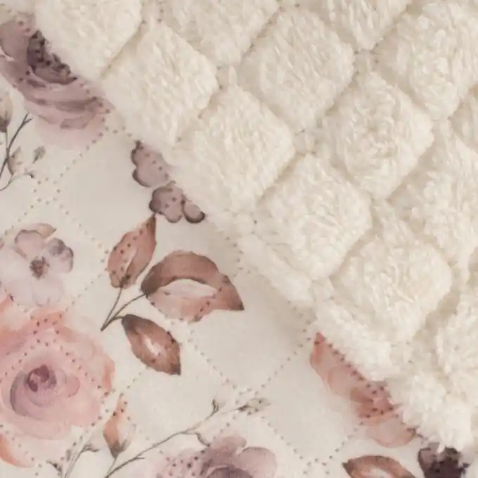 Steppstoff Blumen terrakotta weiche Rückseite Super-Preis