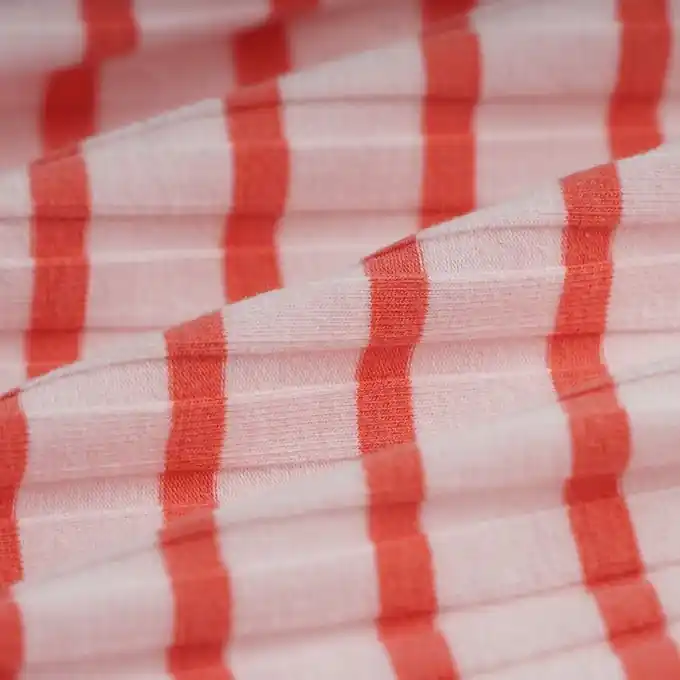 Bestpreis Rippstrick Baumwollgemisch Streifen koralle ecru