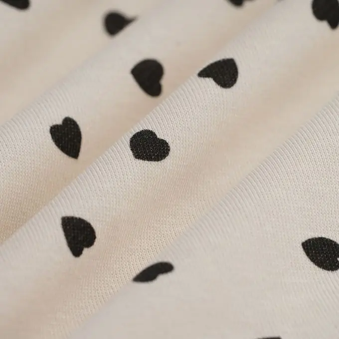 Kracherpreis French Terry Herzen Schwarz/Ecru