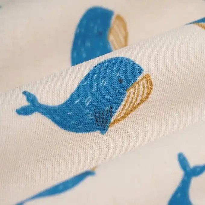 Online Kaufen French Terry Wal Blau/Ecru