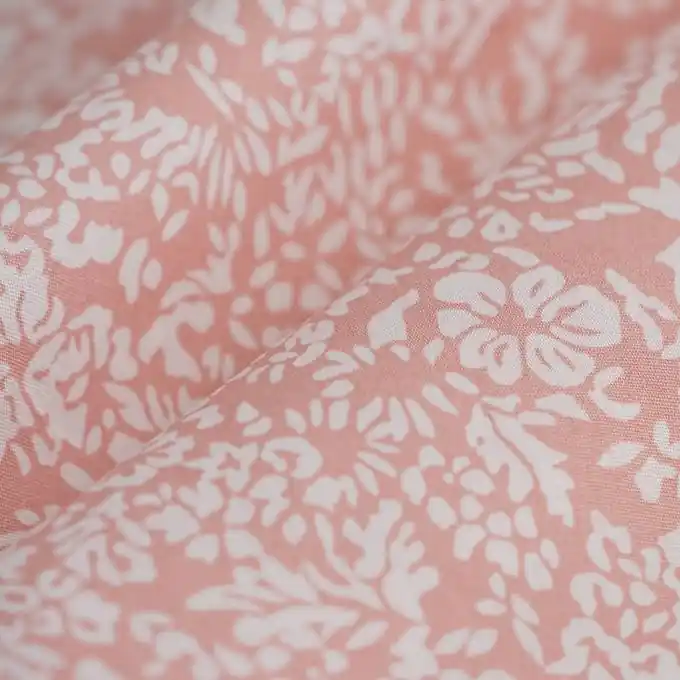 Popeline Baumwolle Floral Weiß Rosa Sale