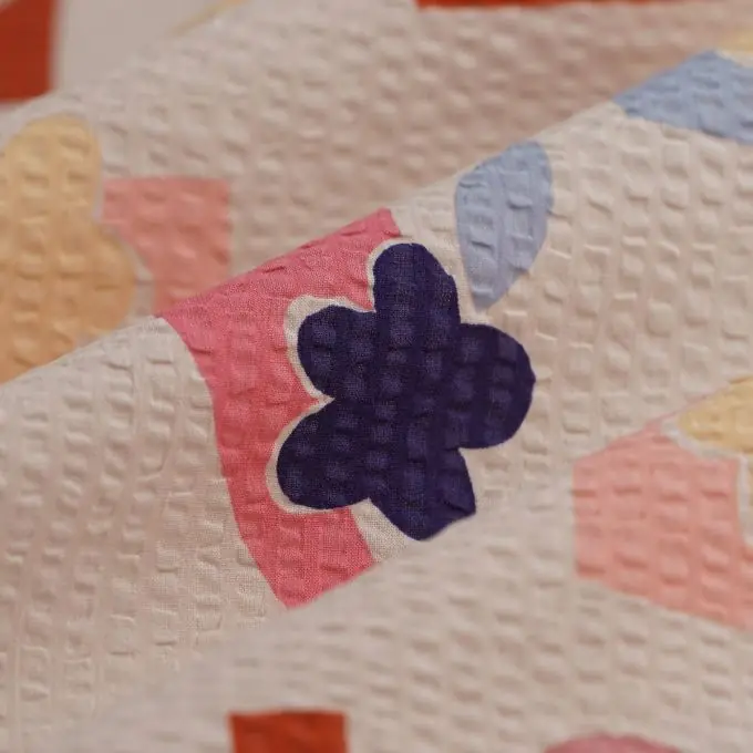 Seersucker Flo styl bunt ecru Kracherpreis