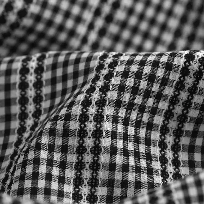 Nur Heute Baumwollstoff Vichy Karos schwarz weiß