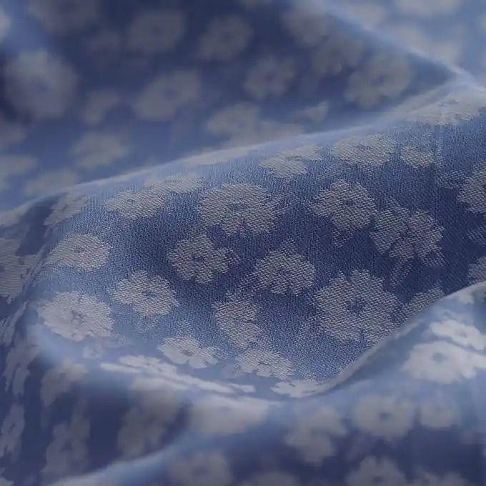 Gratis Versand Jacquard Baumwolle leicht Blumen Blau