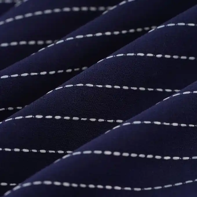 Nur Heute Leichter Jacquard Viskose Streifen Weiß Marineblau