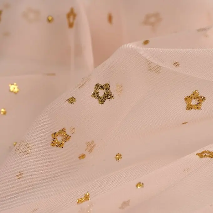 Tüll Blumen Gold ecru Schneller Versand