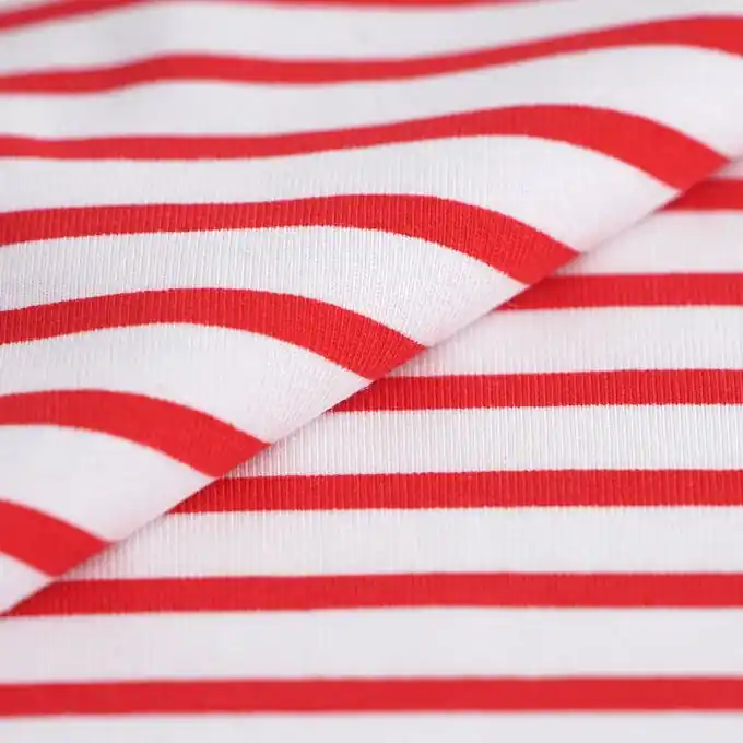 Schneller Versand Baumwolljersey Streifen Rot Weiß