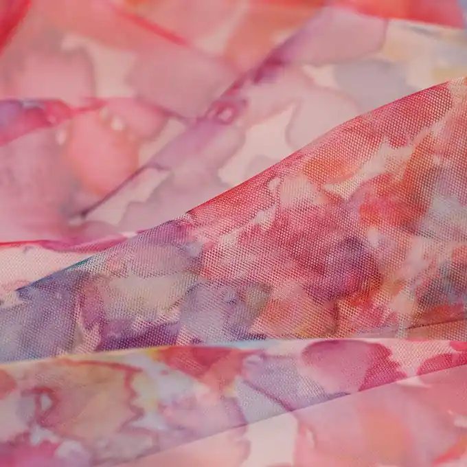 Netzstoff Blumen Bunt Hochwertig