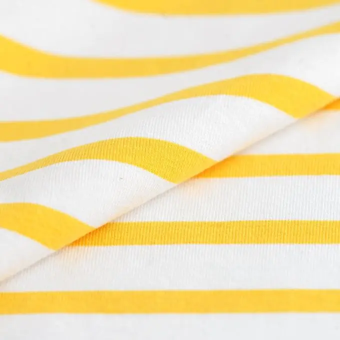 Baumwolljersey Streifen Gelb Weiß Preiswert