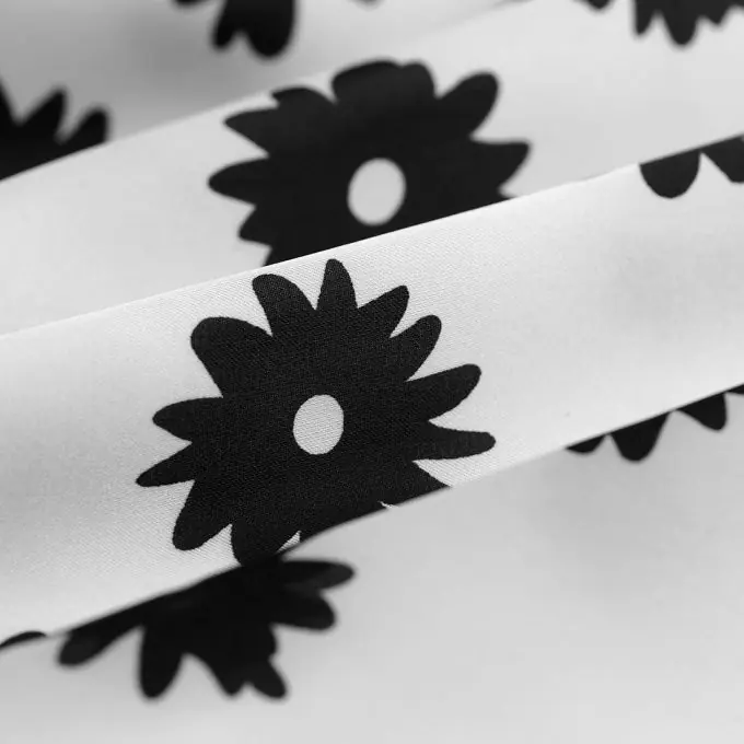 Satin recyceltes Polyester Blumen Schwarz/Weiss Kostenloser Rückversand