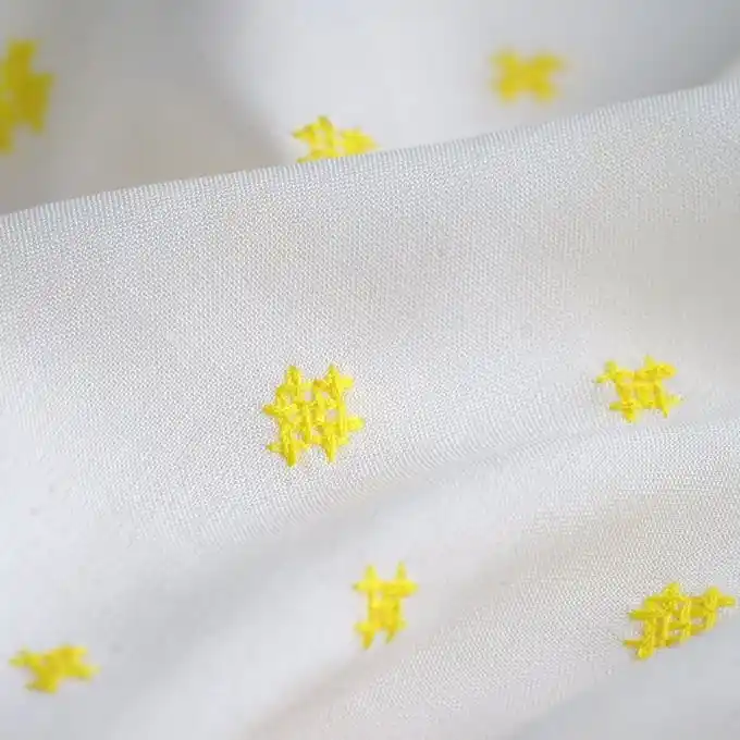 Bestpreis Viskosestoff Stickereien gelb ecru