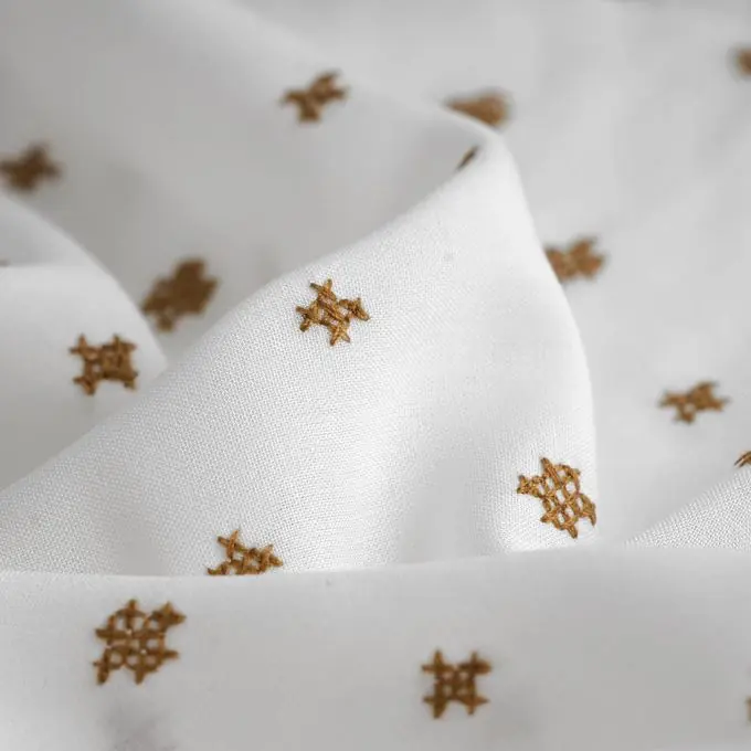 Viskosestoff Stickereien ecru braun Nur Für Kurze Zeit