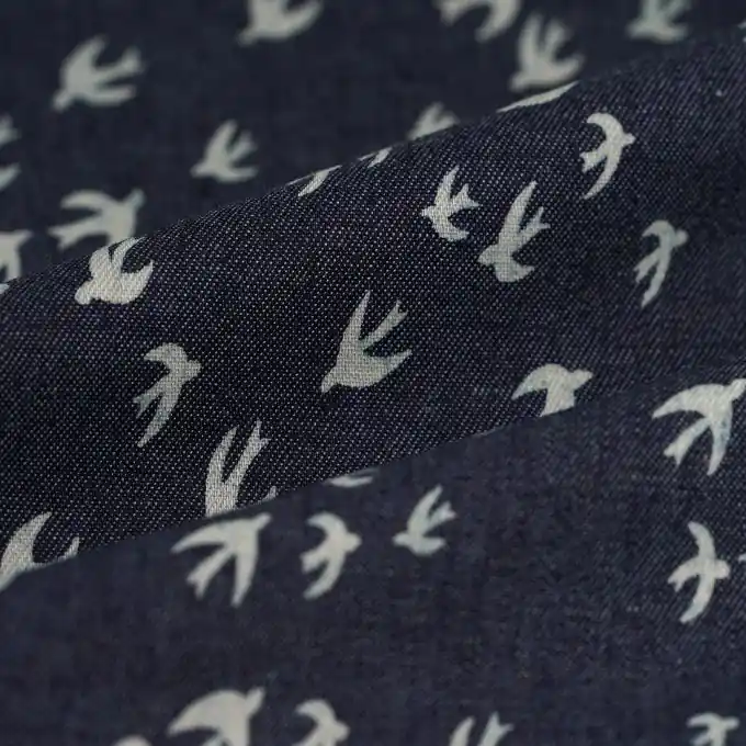 Jeans Vögel ecru marineblau Preiswert