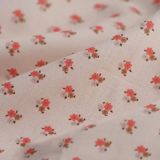 Highlight Baumwollstoff Blumenstrauß Ecru