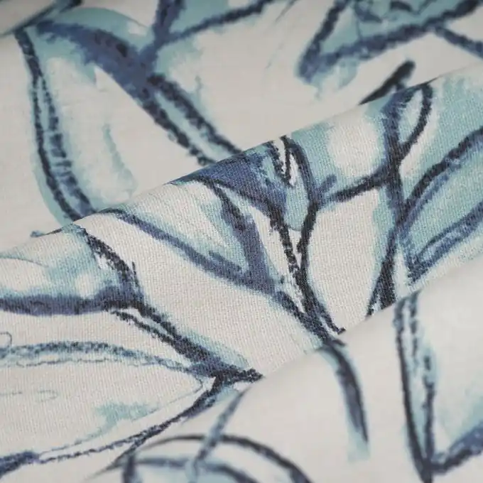 Neu Im Sortiment Dekostoff Blätter Blau