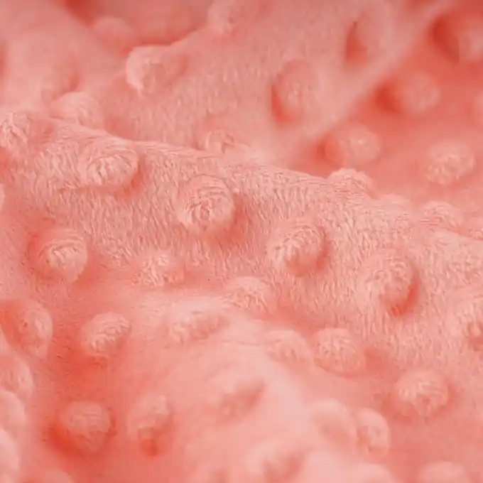 Premium Minky-Fleece Punkte Erdbeerrot