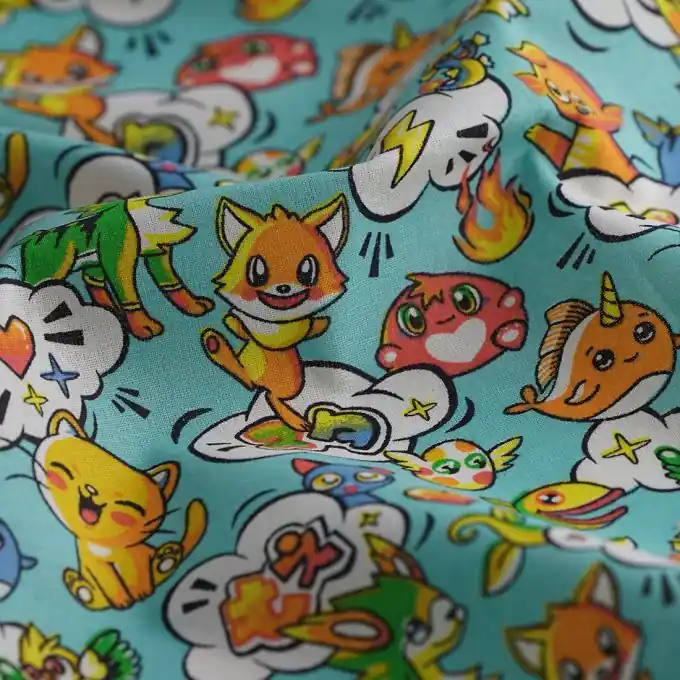 Cretonne Cartoon Blau Mengenrabatt