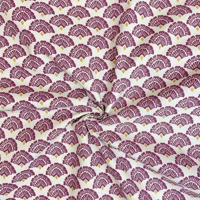 Direkt Vom Hersteller Baumwollstoff Fächermuster violett