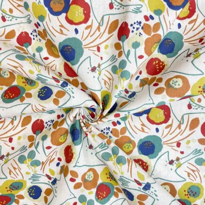 Günstig Baumwollstoff Vogelmotif bunt