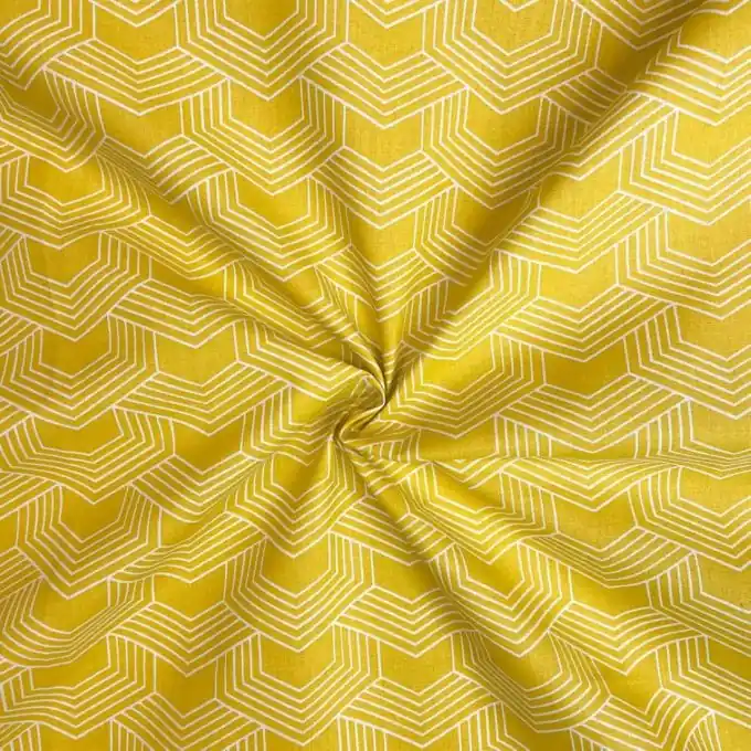 Highlight Baumwollstoff mit OEKO-TEX-Zertifikat – Gelbes geometrisches Muster
