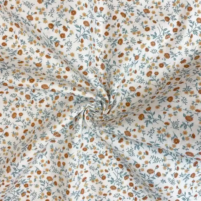 Cretonne Blumenmuster beige braun Solange Der Vorrat Reicht
