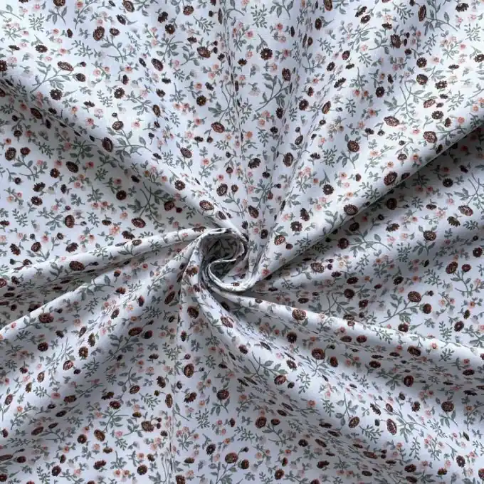 Baumwollstoff mit Blumenprint in Orange und Grün – OEKO-TEX zertifiziert Markenprodukt